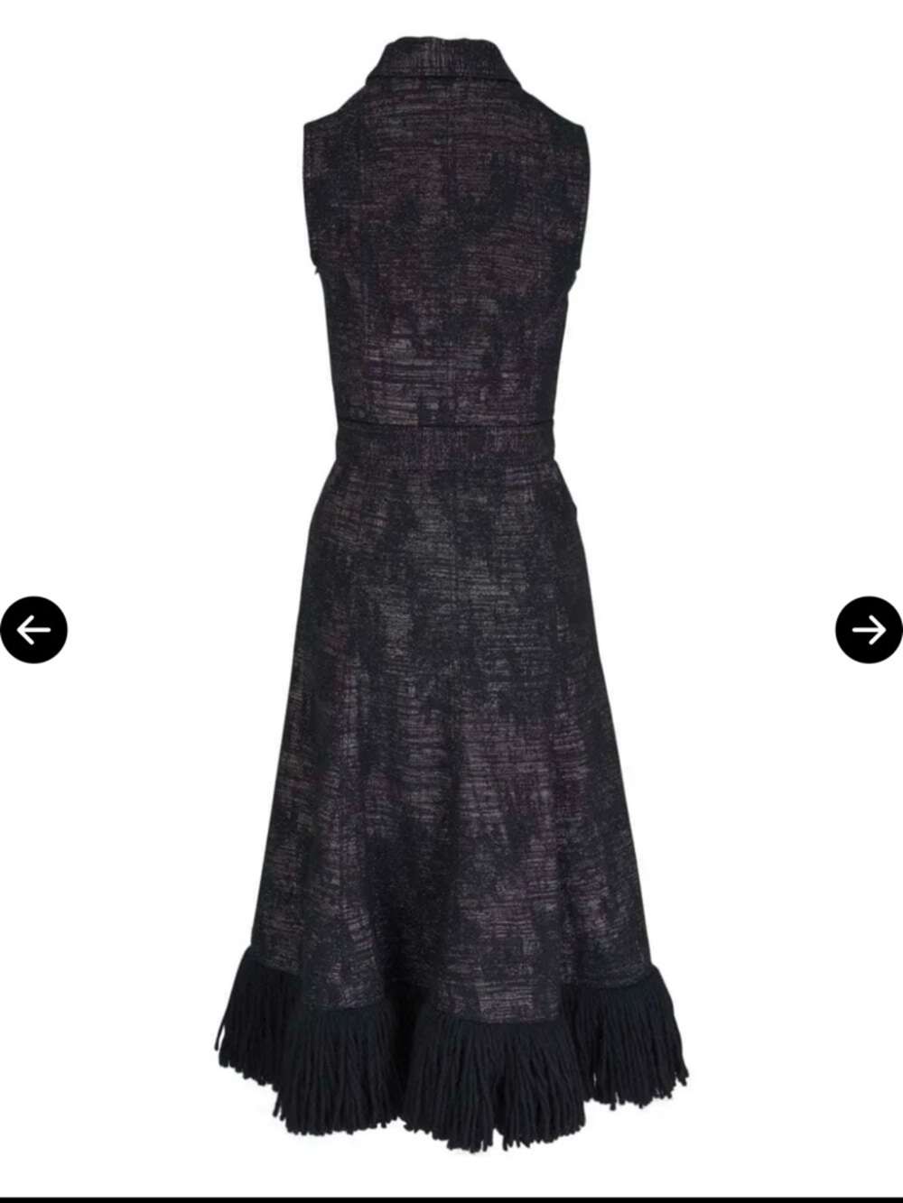 Akris Punto Black and Dark Purple Textured Midi Dress with Fringe Hem